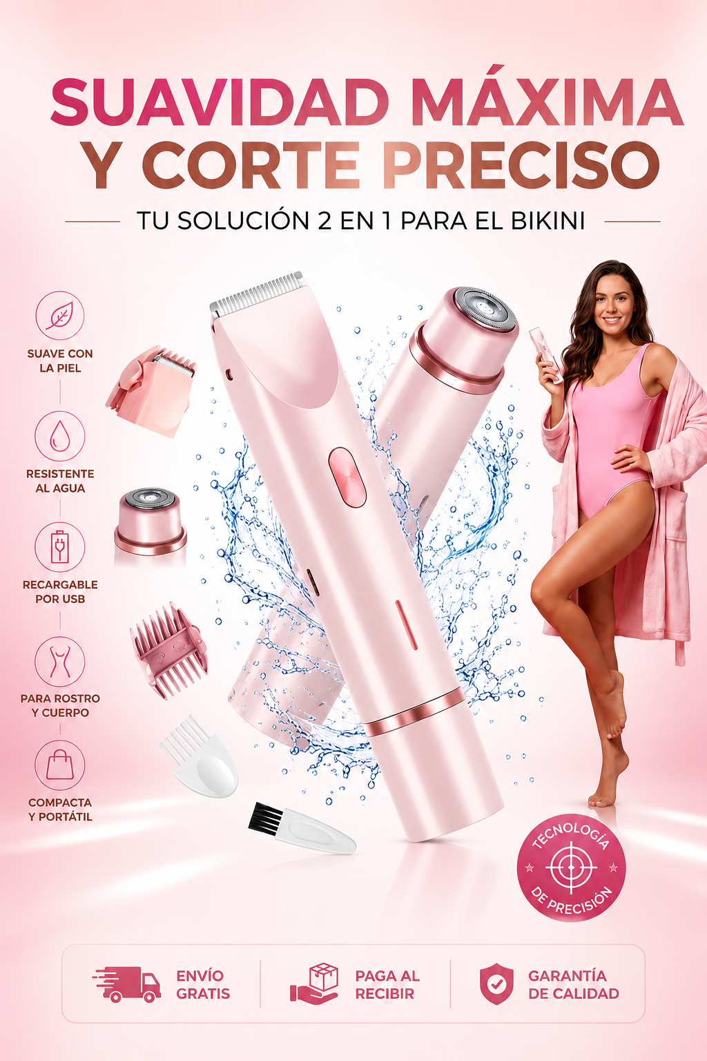 Rasuradora Facial y Corporal 2 en 1 Sin Dolor